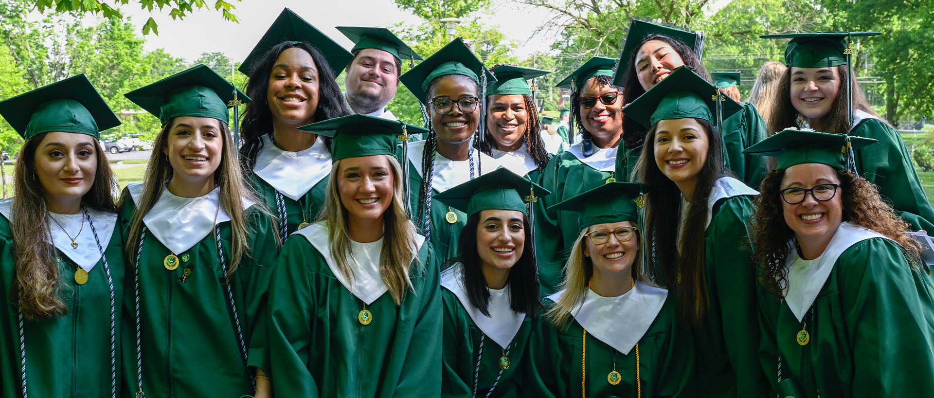 Graduates walking on campus