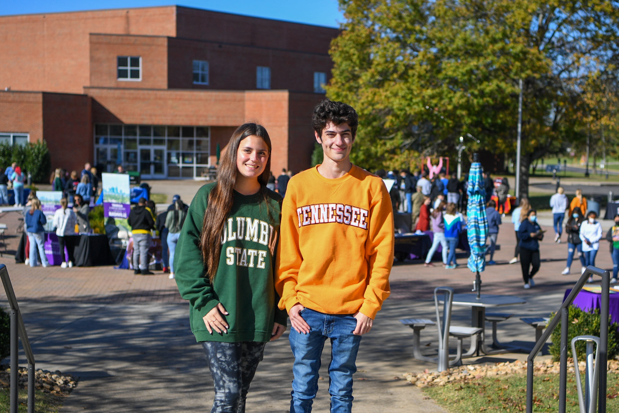 Columbia Central High School juniors Kiara Simerly and Mac Sanders attend the college fair at Columbia State.