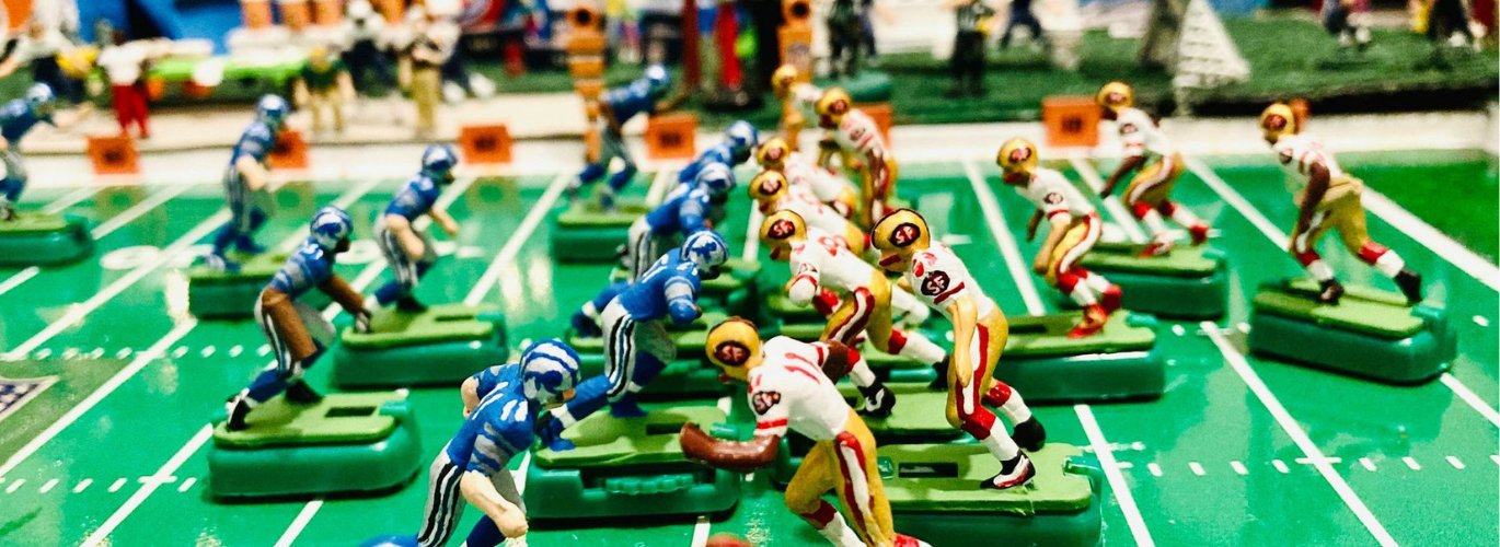 Ron Mango’s hand-painted figures and football stadium.