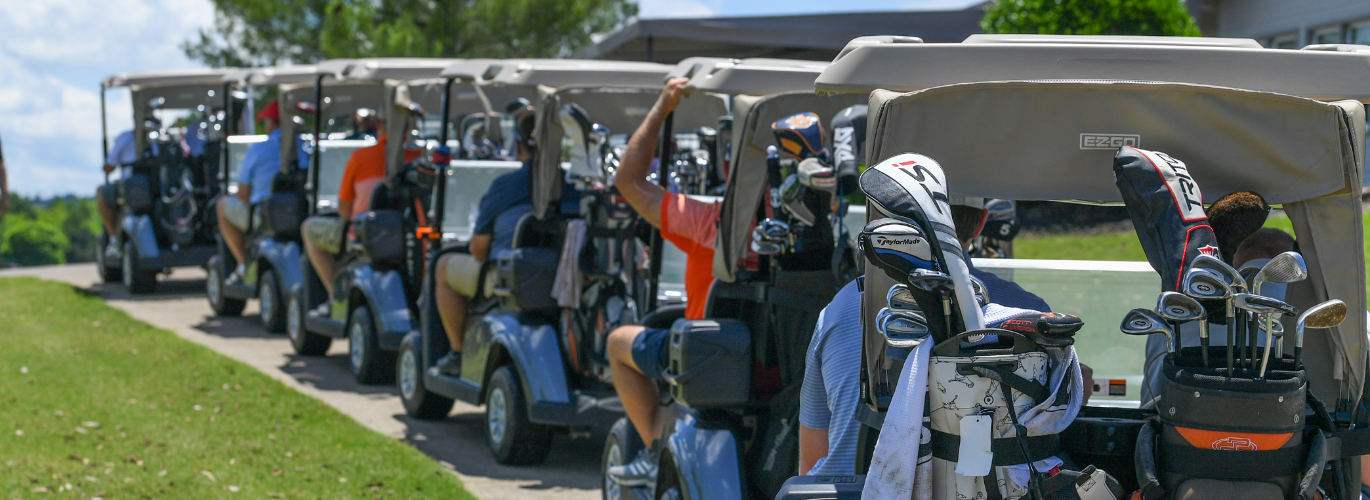 Golf carts at the 2022 J.R. Moon Golf Tournament