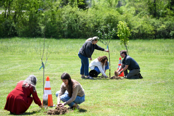 Columbia State students and faculty plant trees on the Columbia Campus for Arbor Day.