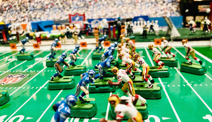 Ron Mango’s hand-painted figures and football stadium.