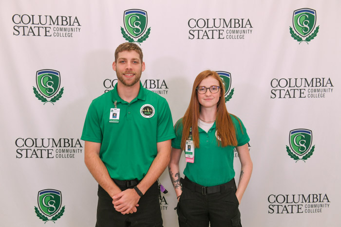 Pictured (left to right): Davidson County emergency medical technician graduates Nicholas Watson and Taylor G. Hicks.