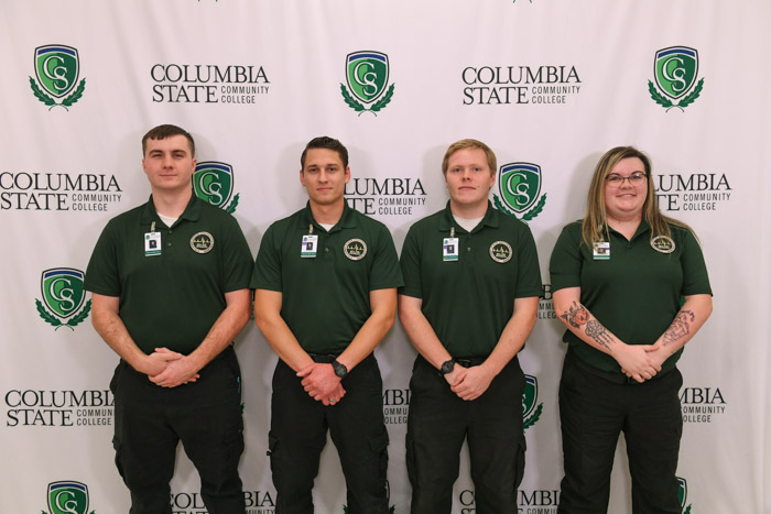 Pictured (left to right): Dickson County advanced emergency medical technician graduates John Warden, Ezra P. Rodrigues, Clifton K. Cummings and Kristen T. Richardson.