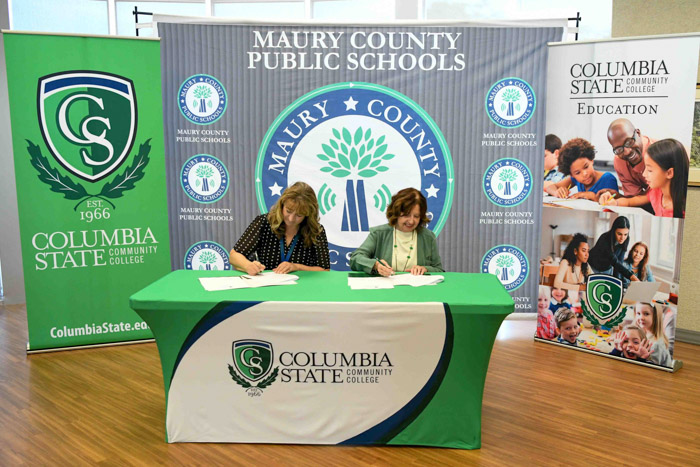 Pictured (left to right): Lisa Ventura, Maury County Public Schools superintendent and Dr. Janet F. Smith, Columbia State president. 