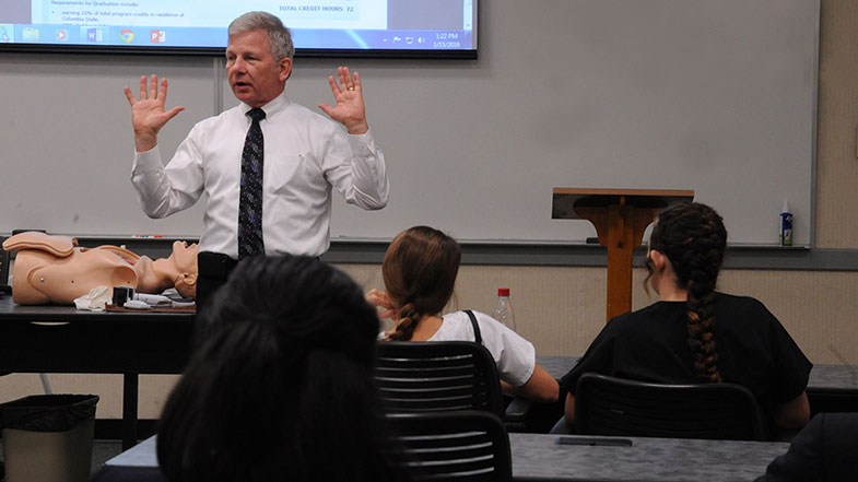 Professor David Johnson instructing students