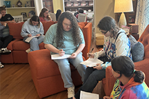 Students working on a project together